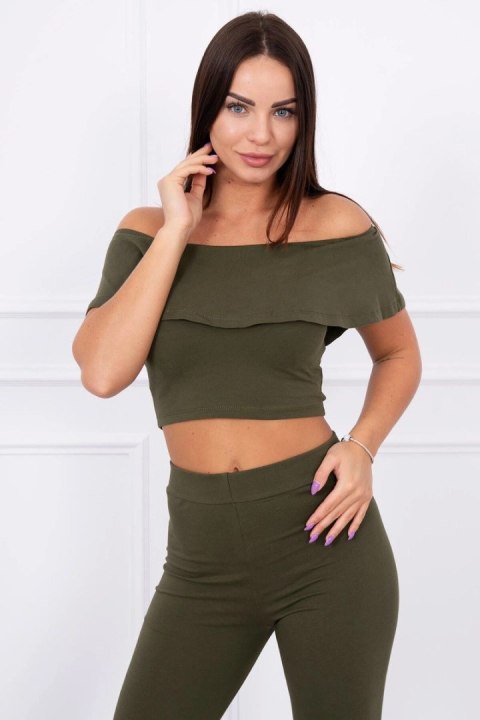 Komplet z falbanką khaki Komplet z falbanką khaki