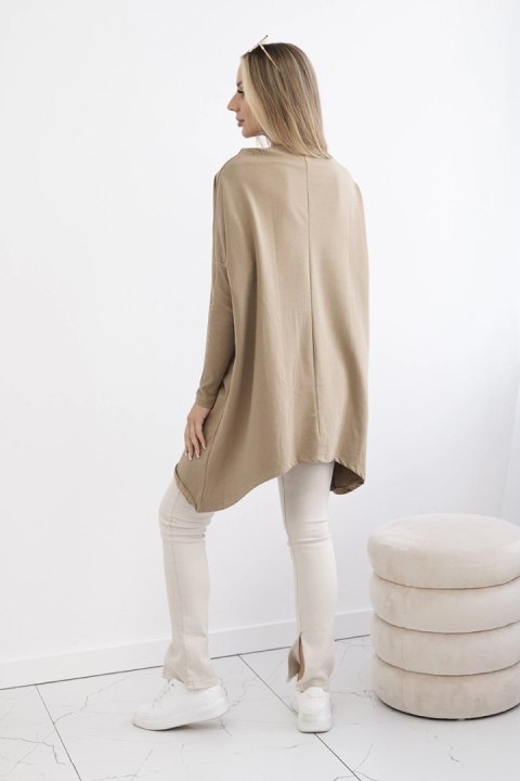 Bluza oversize z asymetrycznymi bokami camelowa Bluza oversize z asymetrycznymi bokami camelowa
