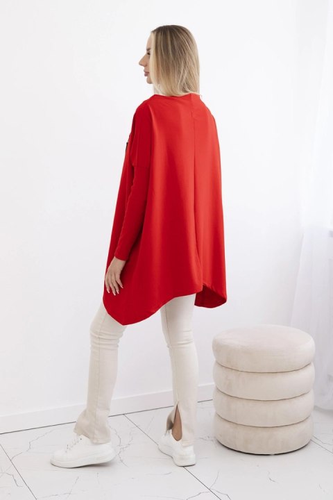Bluza oversize z asymetrycznymi bokami czerwona Bluza oversize z asymetrycznymi bokami czerwona