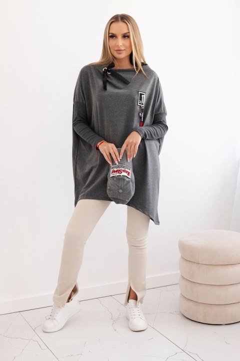 Bluza oversize z asymetrycznymi bokami grafitowa Bluza oversize z asymetrycznymi bokami grafitowa