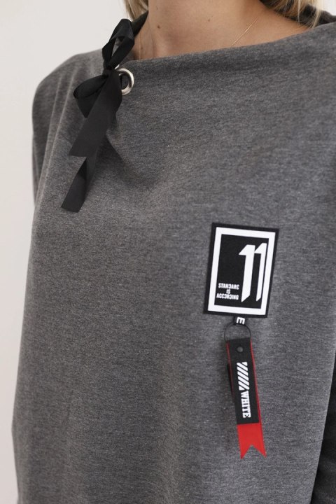 Bluza oversize z asymetrycznymi bokami grafitowa Bluza oversize z asymetrycznymi bokami grafitowa