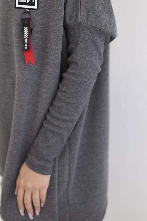Bluza oversize z asymetrycznymi bokami grafitowa Bluza oversize z asymetrycznymi bokami grafitowa