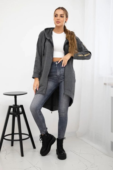 Bluza z suwakiem z tyłu grafit melanż Bluza z suwakiem z tyłu grafit melanż