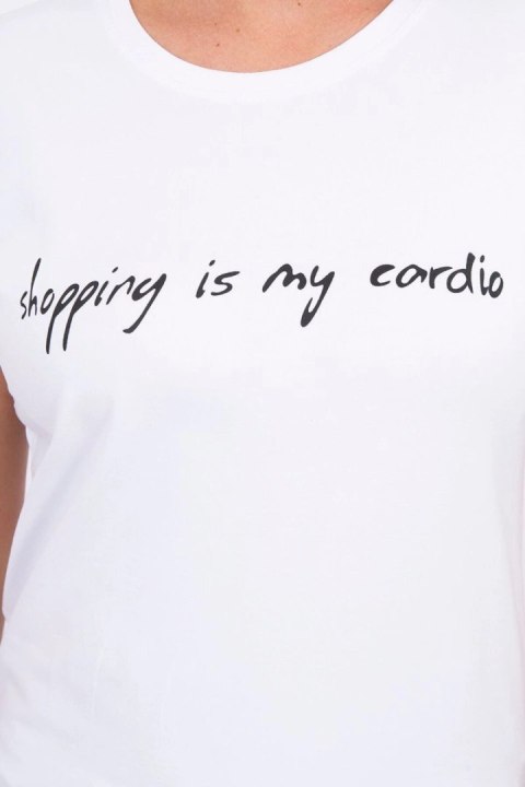 Bluzka Shopping is my cardio biały Bluzka Shopping is my cardio biały