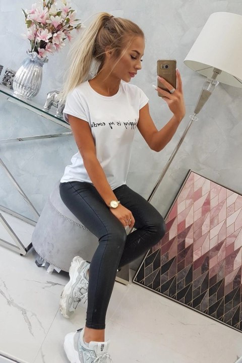 Bluzka Shopping is my cardio biały Bluzka Shopping is my cardio biały