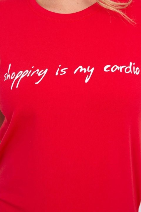 Bluzka Shopping is my cardio czerwona Bluzka Shopping is my cardio czerwona