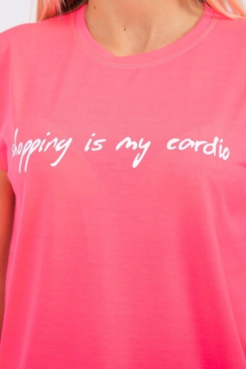 Bluzka Shopping is my cardio różowy neon Bluzka Shopping is my cardio różowy neon