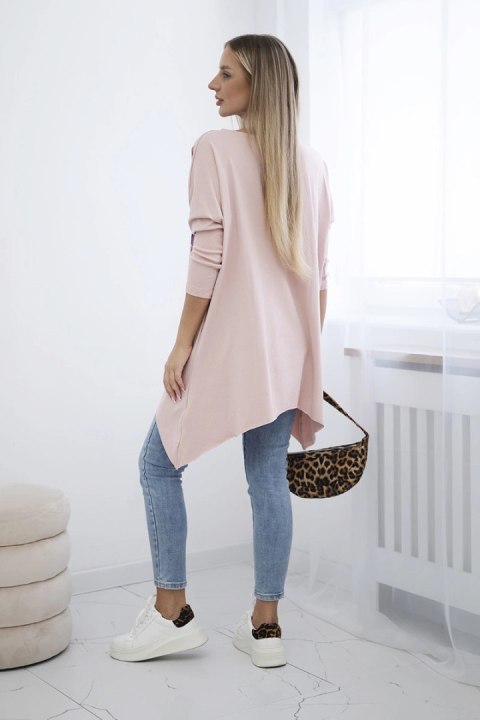 Bluzka oversize z nadrukiem tęczowych ust ciemny pudrowy róż Bluzka oversize z nadrukiem tęczowych ust ciemny pudrowy róż