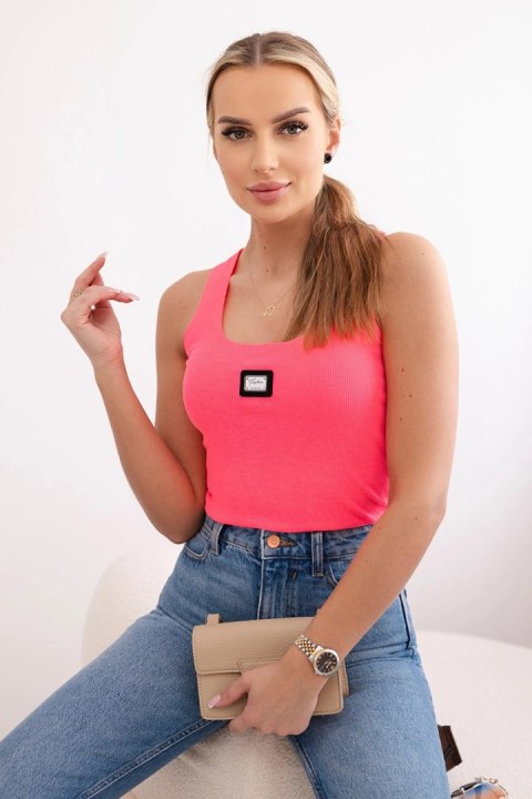 Bluzka prążkowana z blaszką różowy neon Bluzka prążkowana z blaszką różowy neon
