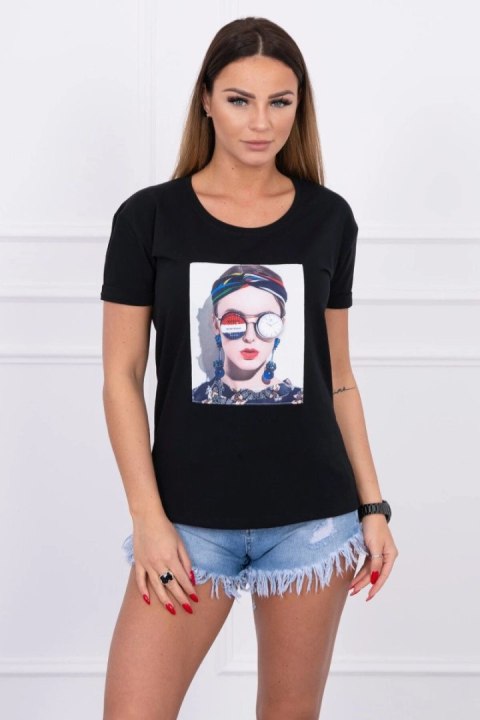 Bluzka z grafiką kobiety czarna Bluzka z grafiką kobiety czarna