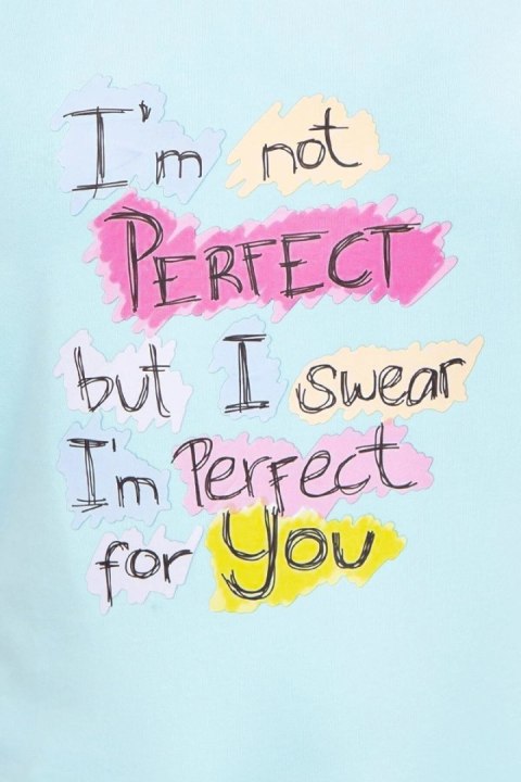Bluzka z nadrukiem Perfect miętowa Bluzka z nadrukiem Perfect miętowa