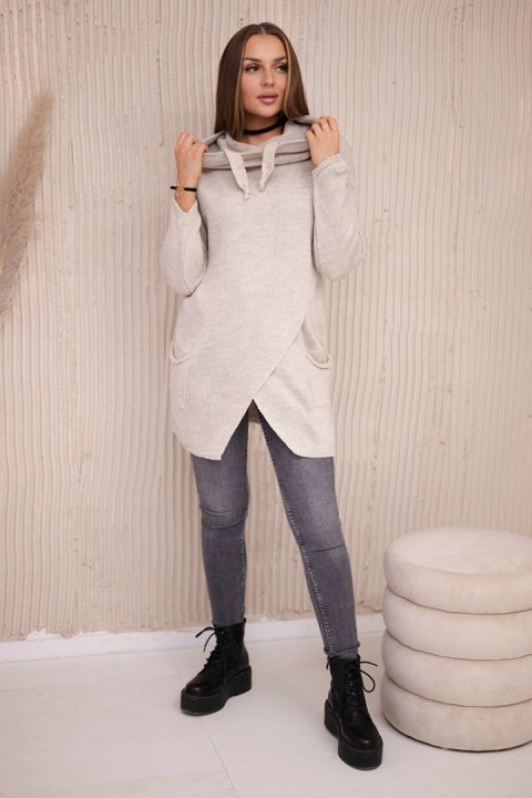 Sweter z kopertowym dołem ciemny beżowy Sweter z kopertowym dołem ciemny beżowy