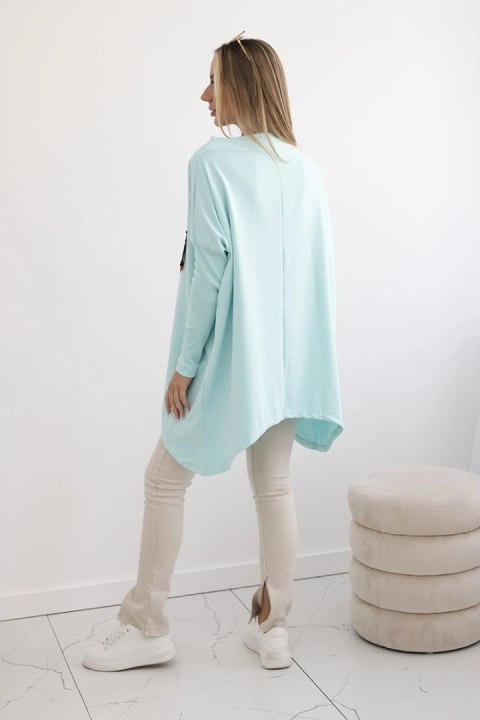 Bluza oversize z asymetrycznymi bokami miętowa Bluza oversize z asymetrycznymi bokami miętowa