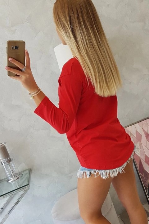 Bluzka z grafiką 3D z cyrkoniami czerwona Bluzka z grafiką 3D z cyrkoniami czerwona