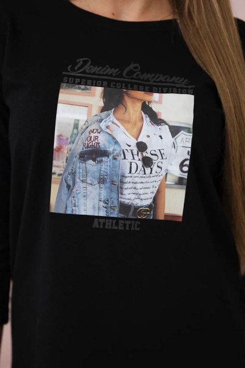 Bluzka z nadrukiem Star Style czarna Bluzka z nadrukiem Star Style czarna