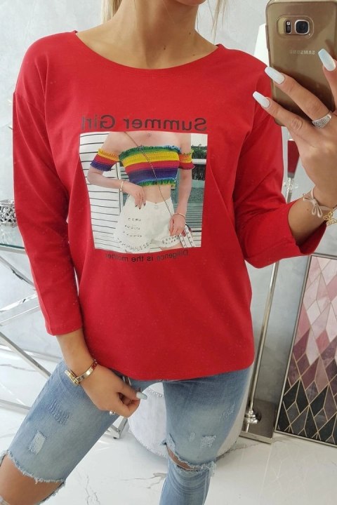 Bluzka z nadrukiem Summer Girl czerwona Bluzka z nadrukiem Summer Girl czerwona