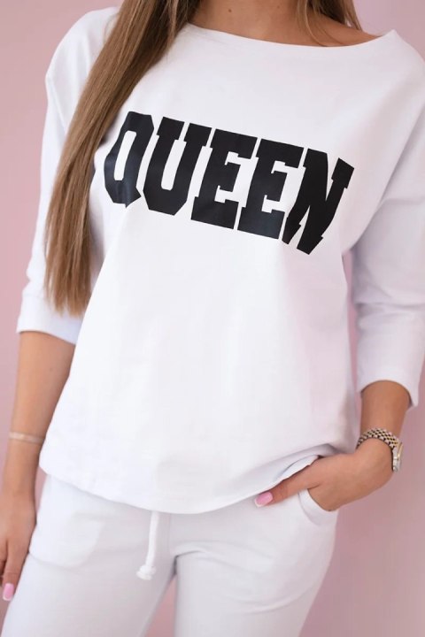 Komplet z nadrukiem Queen biała Komplet z nadrukiem Queen biała