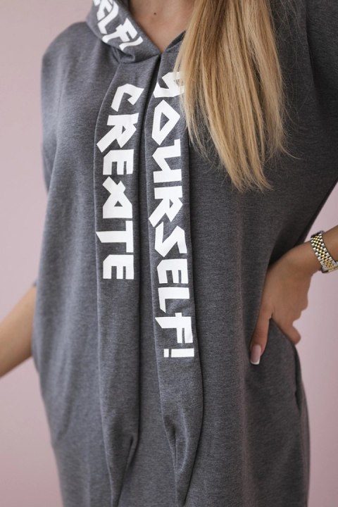 Sukienka z kapturem Oversize grafitowa Sukienka z kapturem Oversize grafitowa