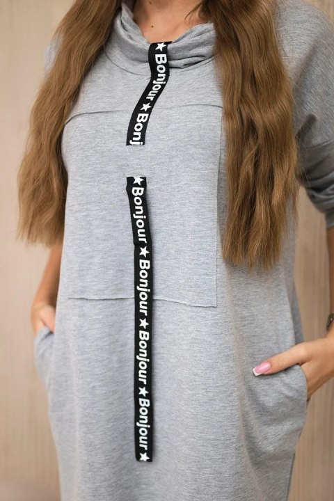 Sukienka z krawatem szara Sukienka z krawatem szara