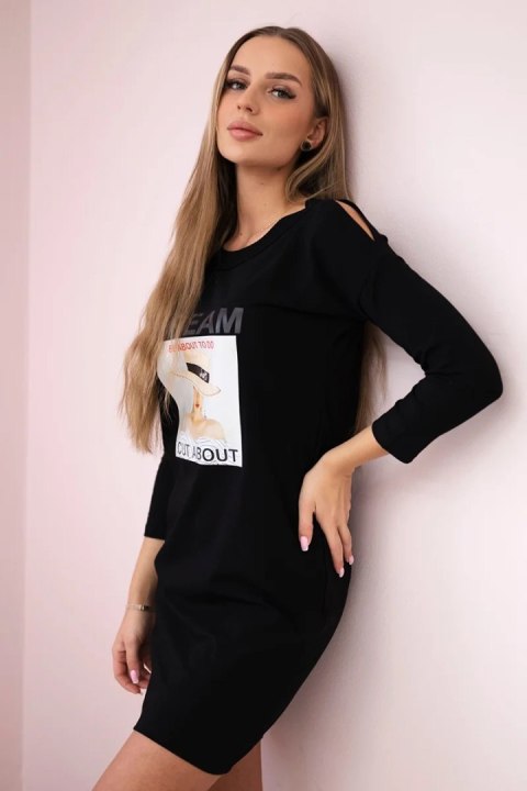 Sukienka z nadrukiem Dream czarna Sukienka z nadrukiem Dream czarna