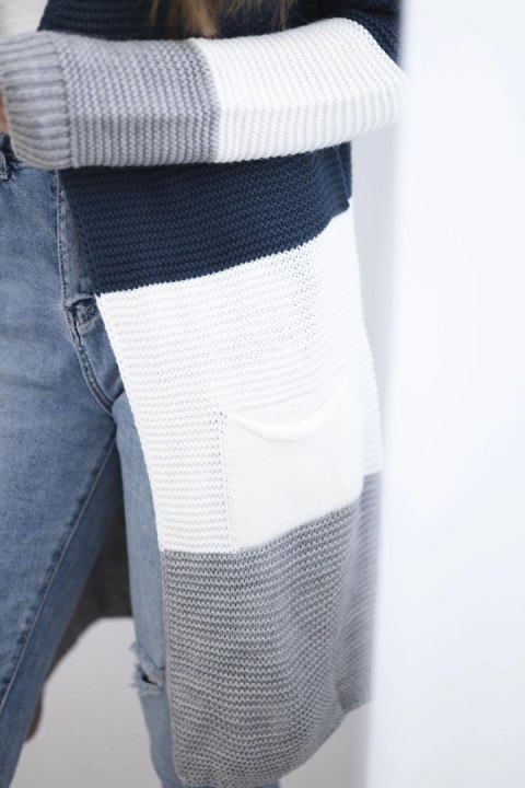 Sweter Kardigan w pasy szary+ciemny jeans Sweter Kardigan w pasy szary+ciemny jeans