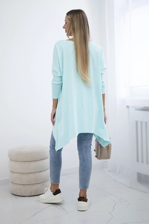 Bluzka oversize z nadrukiem tęczowych ust miętowa Bluzka oversize z nadrukiem tęczowych ust miętowa