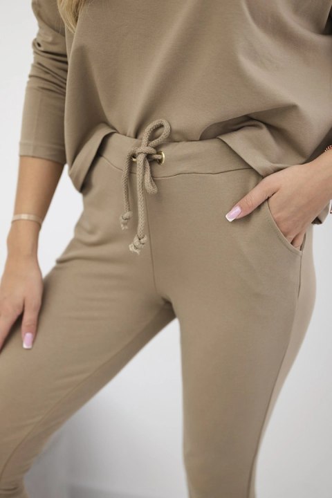 Komplet z bluzką oversize camelowy Komplet z bluzką oversize camelowy