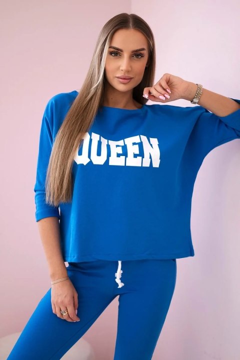Komplet z nadrukiem Queen chabrowy Komplet z nadrukiem Queen chabrowy