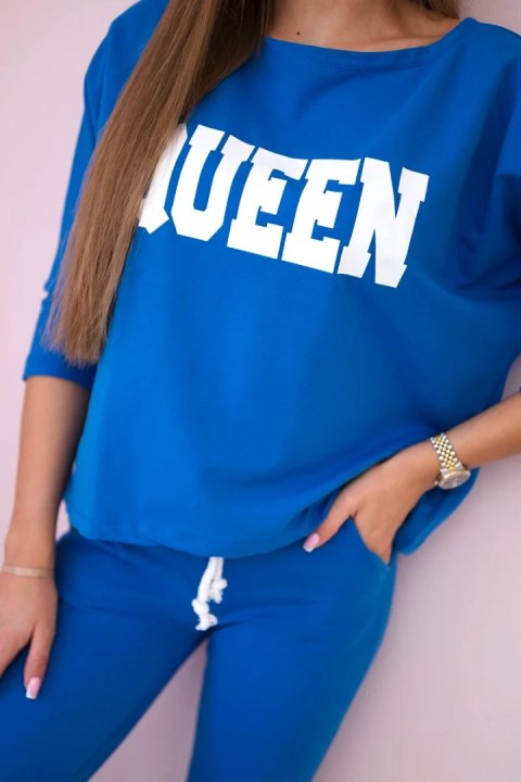 Komplet z nadrukiem Queen chabrowy Komplet z nadrukiem Queen chabrowy
