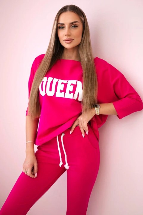 Komplet z nadrukiem Queen fuksja Komplet z nadrukiem Queen fuksja