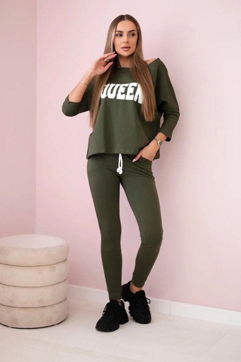 Komplet z nadrukiem Queen khaki Komplet z nadrukiem Queen khaki