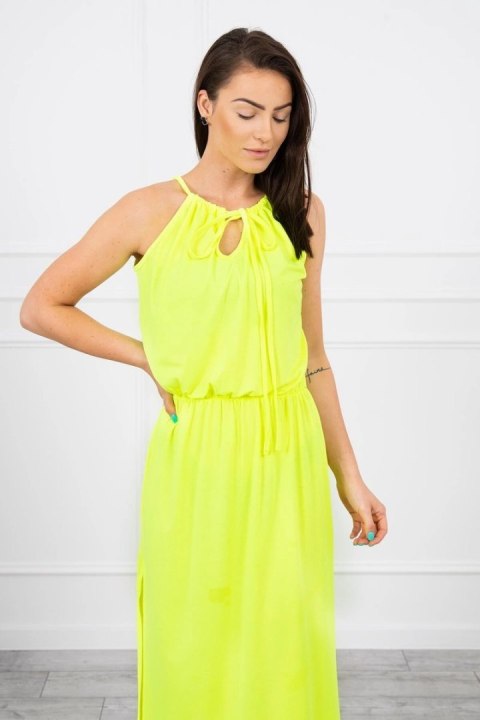 Sukienka boho z rozporkiem żółty neon Sukienka boho z rozporkiem żółty neon