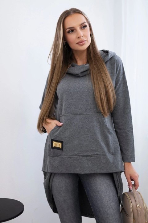 Bluza z długim tyłem i kapturem grafitowa Bluza z długim tyłem i kapturem grafitowa