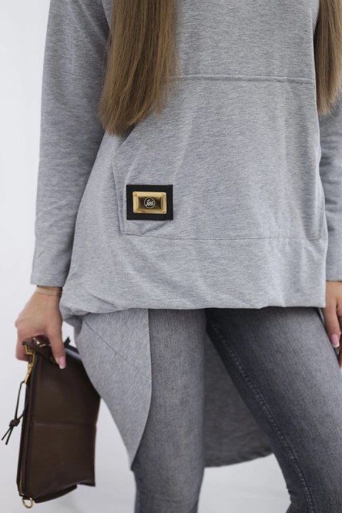Bluza z długim tyłem i kapturem szara Bluza z długim tyłem i kapturem szara