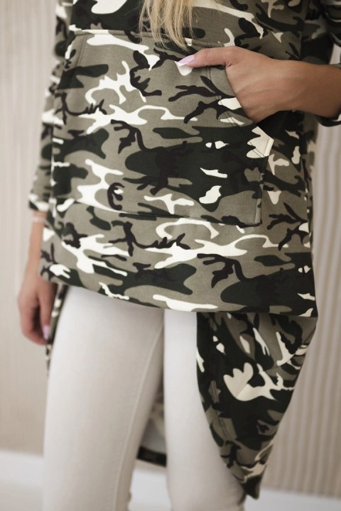Bluza z długim tyłem moro khaki+ecru Bluza z długim tyłem moro khaki+ecru
