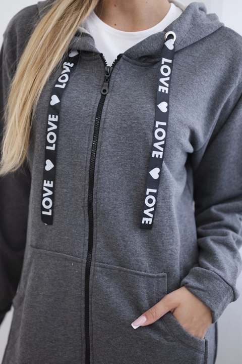 Bluza z dłuższym tyłem i kapturem grafitowa Bluza z dłuższym tyłem i kapturem grafitowa