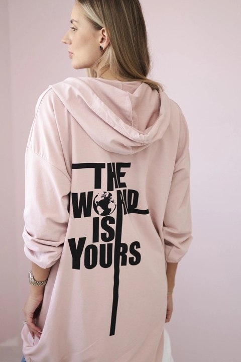 Bluza z nadrukiem "The world is yours" ciemny pudrowy róż Bluza z nadrukiem "The world is yours" ciemny pudrowy róż