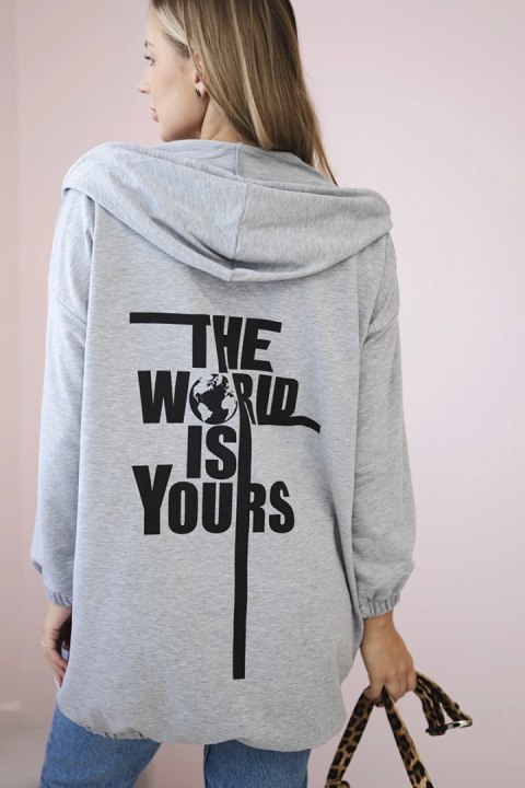 Bluza z nadrukiem "The world is yours" szara Bluza z nadrukiem "The world is yours" szara