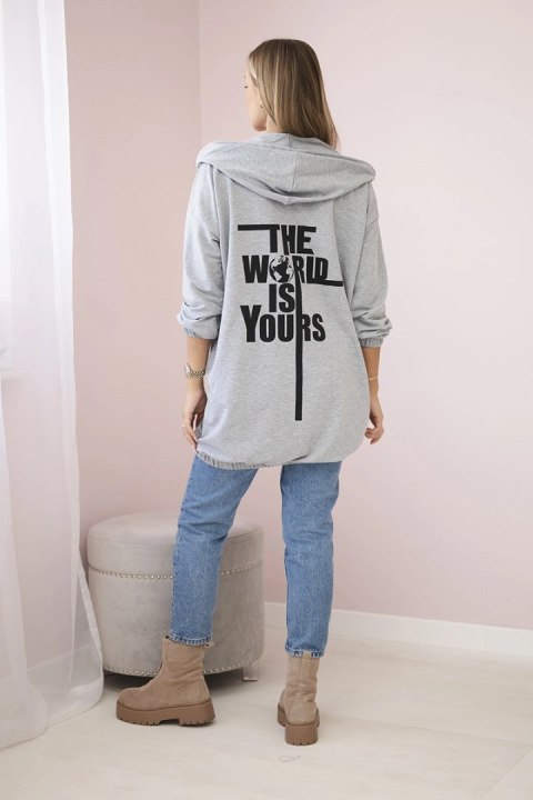 Bluza z nadrukiem "The world is yours" szara Bluza z nadrukiem "The world is yours" szara
