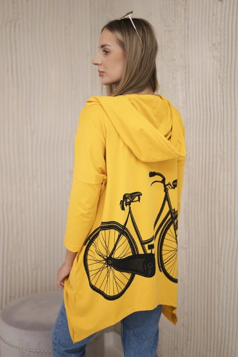 Bluza z nadrukiem roweru musztardowa Bluza z nadrukiem roweru musztardowa