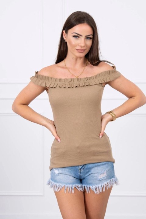 Bluzka hiszpanka z falbankami camelowa Bluzka hiszpanka z falbankami camelowa