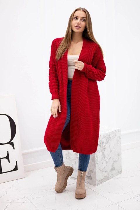 Sweter z bąbelkami na rękawie czerwony Sweter z bąbelkami na rękawie czerwony