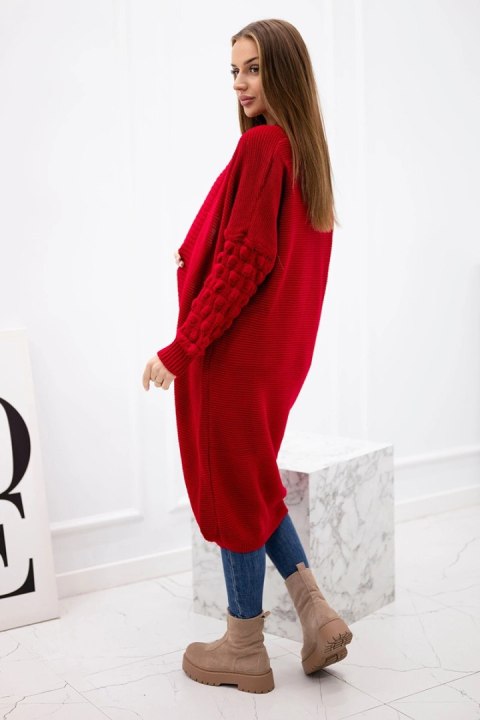 Sweter z bąbelkami na rękawie czerwony Sweter z bąbelkami na rękawie czerwony