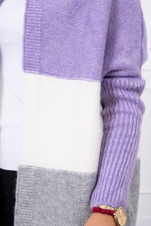 Sweter z kapturem trzykolorowy fioletowy+ecru+szary Sweter z kapturem trzykolorowy fioletowy+ecru+szary