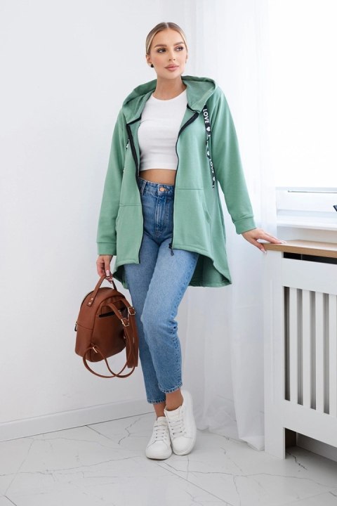 Bluza z dłuższym tyłem i kapturem ciemno miętowa Bluza z dłuższym tyłem i kapturem ciemno miętowa