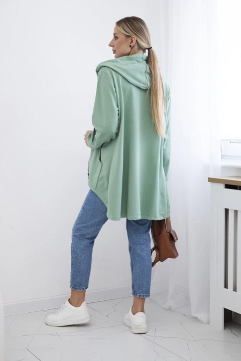 Bluza z dłuższym tyłem i kapturem ciemno miętowa Bluza z dłuższym tyłem i kapturem ciemno miętowa