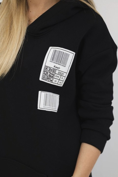 Bluza z kapturem z naszywkami czarna Bluza z kapturem z naszywkami czarna