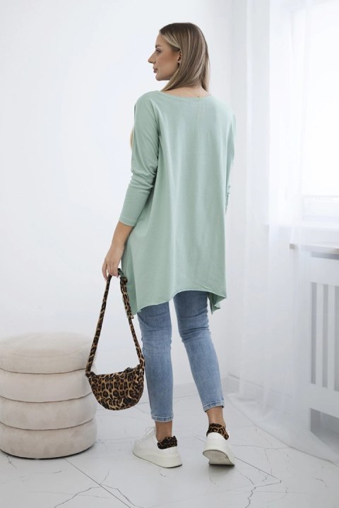 Bluzka oversize z nadrukiem tęczowych ust ciemny miętowy Bluzka oversize z nadrukiem tęczowych ust ciemny miętowy