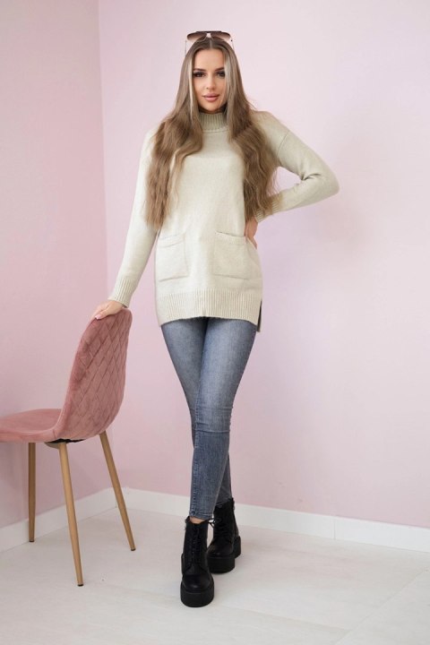 Sweter ze stójką beżowy Sweter ze stójką beżowy