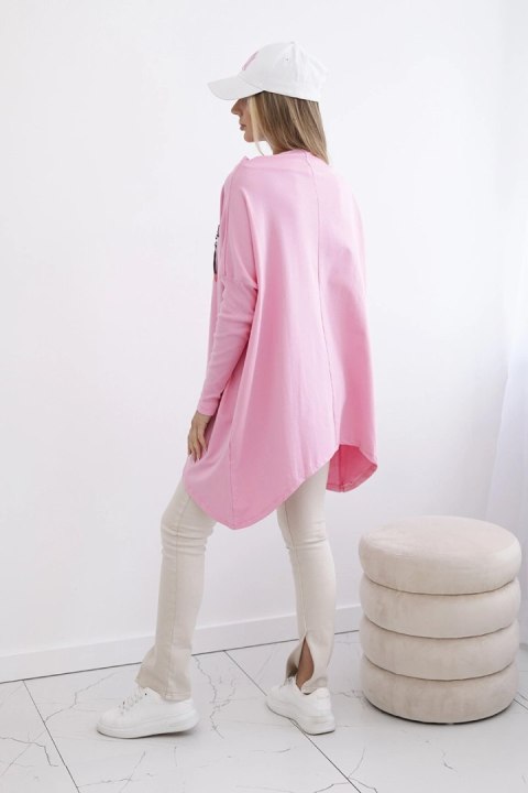 Bluza oversize z asymetrycznymi bokami jasno różowa Bluza oversize z asymetrycznymi bokami jasno różowa